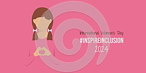 Child on IWD 8 March 2024 Inspire Inclusion banner. Minimalist InspireInclusion