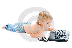 Child with keyboard and mouse