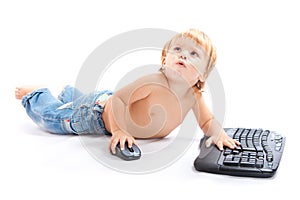 Child with keyboard and mouse