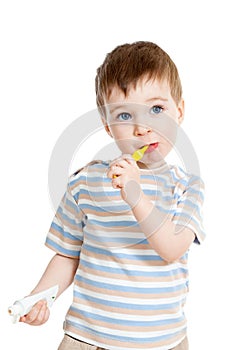 Child kid brushing teeth