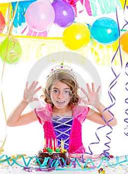 Child kid crown princess in birthday party