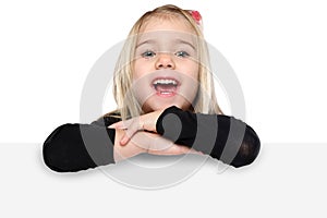 Child kid smiling young little girl copyspace marketing empty bl