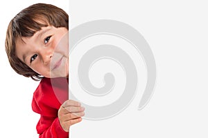 Child kid young little boy copyspace marketing empty blank sign