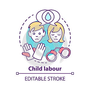 Child labour concept icon. Children exploitation labor idea thin line illustration. Illegal child work and employment