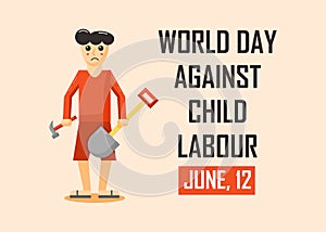 Child labour and worker illustration.