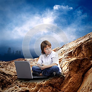 Child with laptop