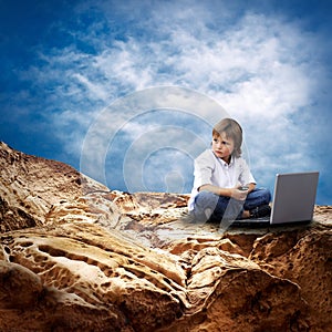 Child with laptop