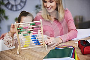 Child learning to count at home