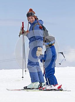 Child learning to ski