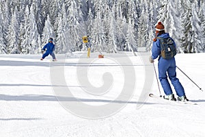 Child learning to ski