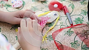 Child learns handmade activities