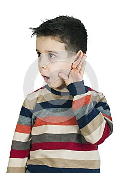 Child listening with ear