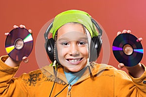 Child listening music
