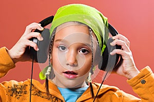 Child listening music