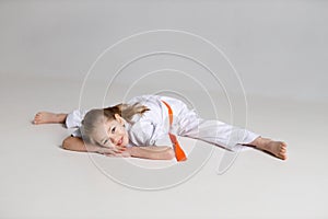 Child little girl twine skill on karate