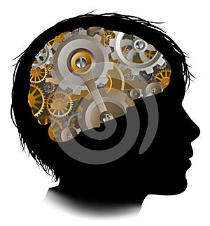 Child Machine Workings Gears Cogs Brain