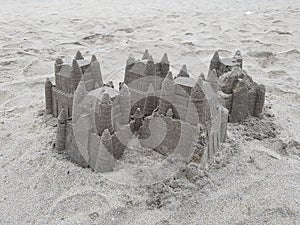 Child made sandcastles on the beach