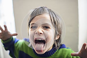 Child makes grimaces