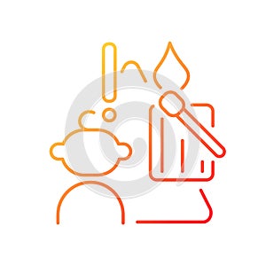 Child and matches and candles gradient linear vector icon