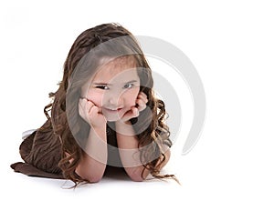 Child With Mischievious Expression on White Backgr