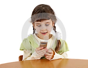 Child with mobile phone.