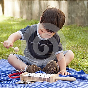 Child with musical instruments