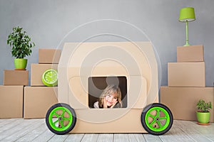 Child New Home Moving Day House Concept