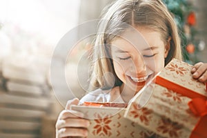 Child opening gift