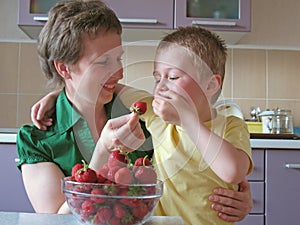 Child overeat strawberries