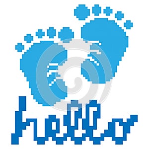 Child pair of footprint sign icon. Toddler barefoot symbol. Baby's first steps. Graphic design element. Flat child