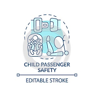 Child passenger safety turquoise concept icon