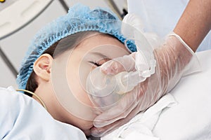 Child patient receiving artificial ventilation