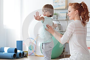 Child during physical therapy session