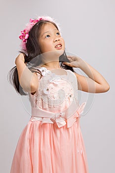 Child in Pink Dress, on White