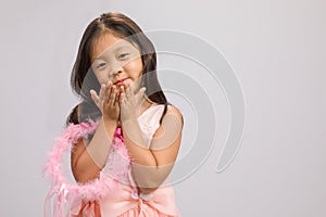 Child in Pink Dress, on White