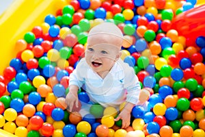 Child playing in ball pit on indoor playground