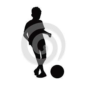 A child playing with ball, silhouette vector