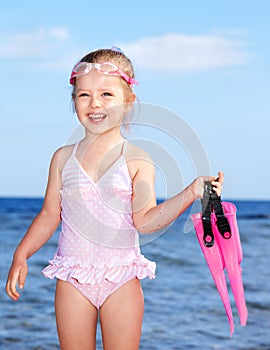 Child playing on beach.