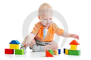 Child playing with block toys