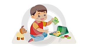 Child Playing with Building Blocks, Creative Learning & Development, vector design Generative AI