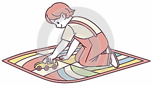 Child Playing with Building Blocks, Imaginative Construction, Childhood Learning, vector design Generative AI