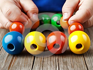 Child playing with colorful