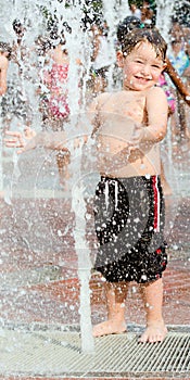 Child playing in fountains at Park in Atlanta