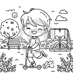 a Child is Playing in the Garden. AI Generated.