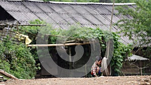 Child playing on street in Sa Pa