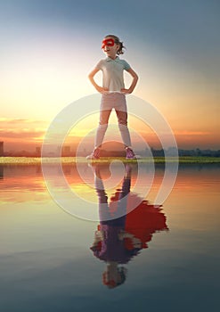 Child playing superhero