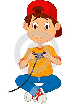 Child plays games on the joystick