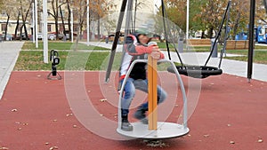 A child plays on the playground.