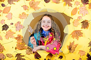 Child in positive mood. little girl in rain protection. Fall fashion. autumn beauty. Happy childhood. season forecast