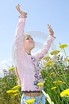 Child praising.